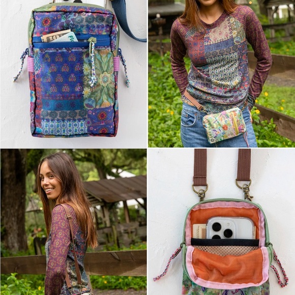 Natural Life 8-in-1 Pocket Crossbody - Taupe Watercolor Patchwork - Picture 2 of 6